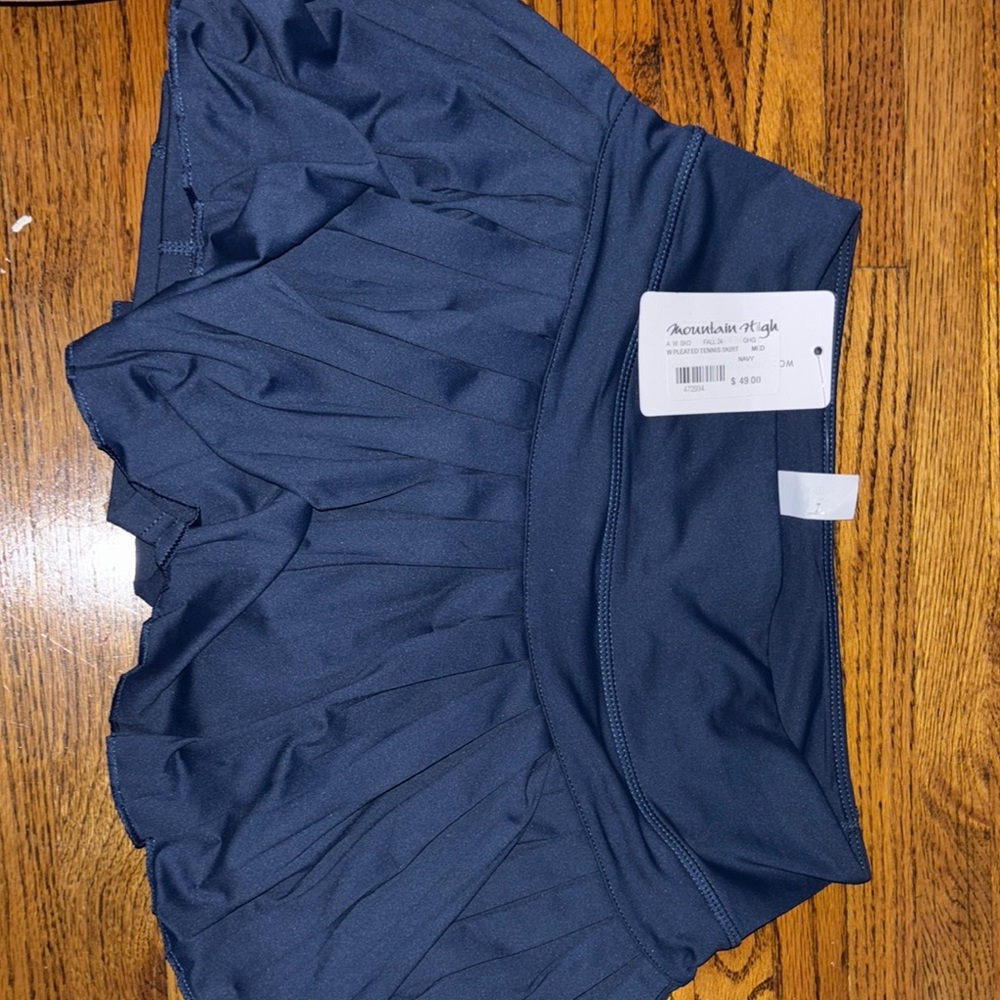 Navy Pleated Skirt
